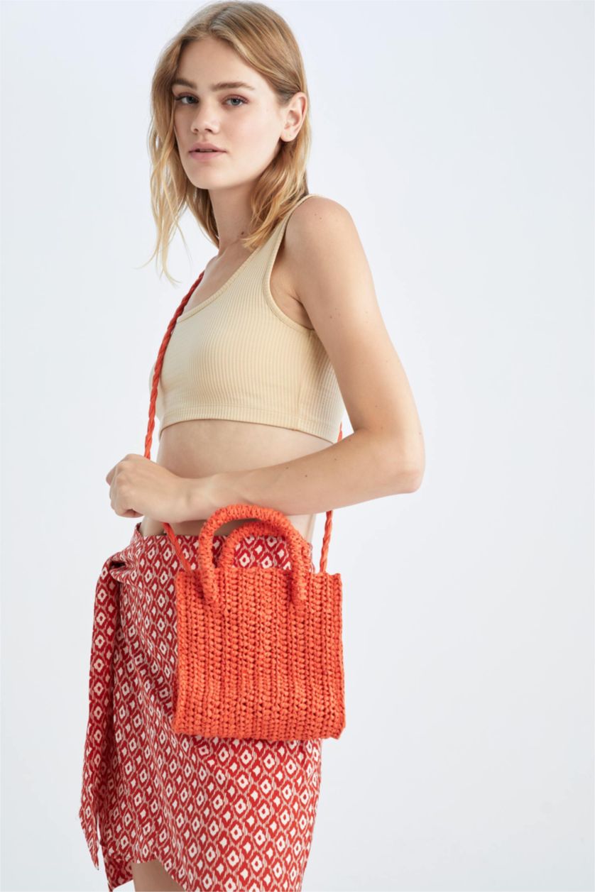 FEMME Orange Sac à main en paille pour Femme