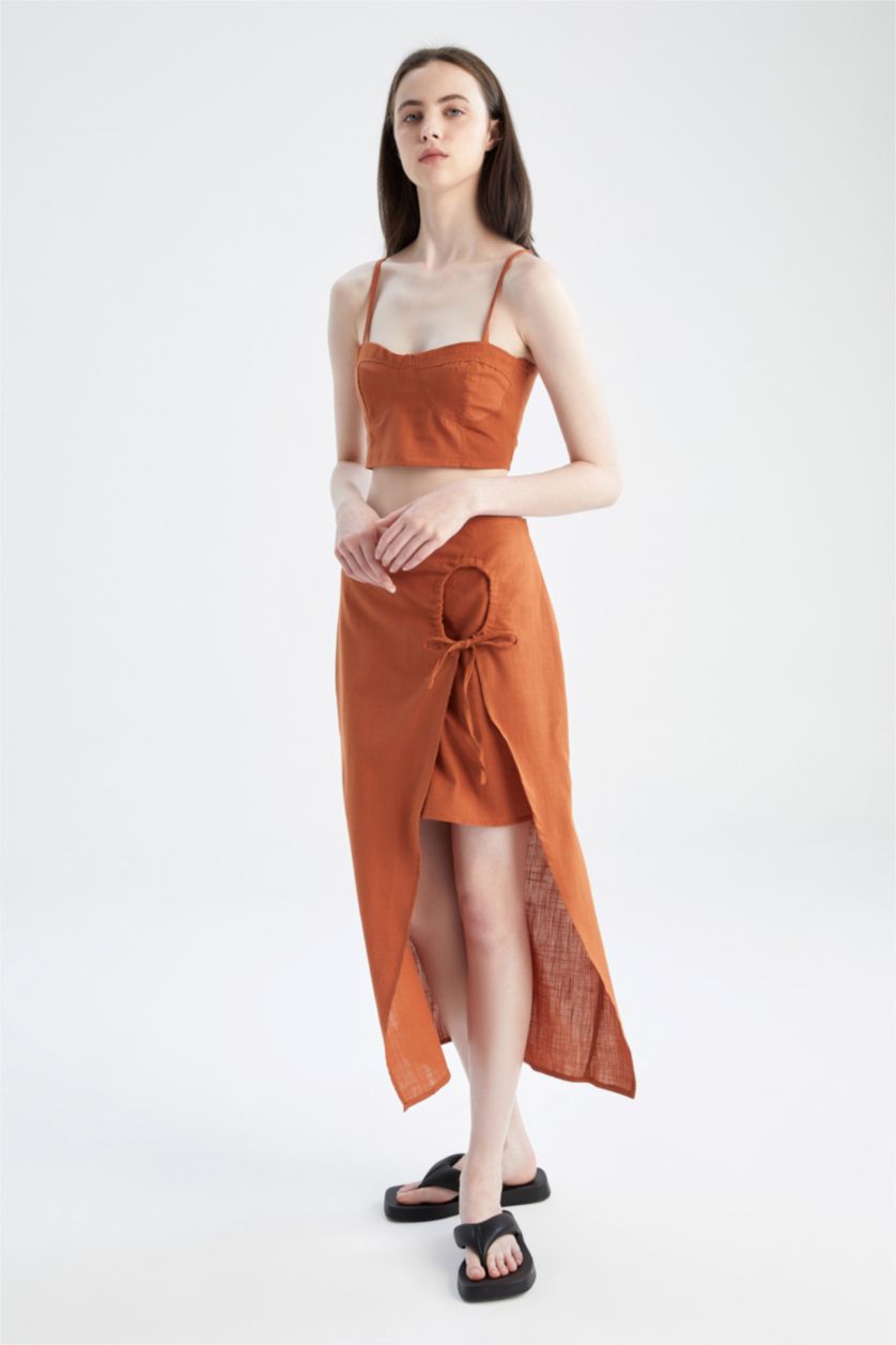 FEMME Marron Jupe Look Lin