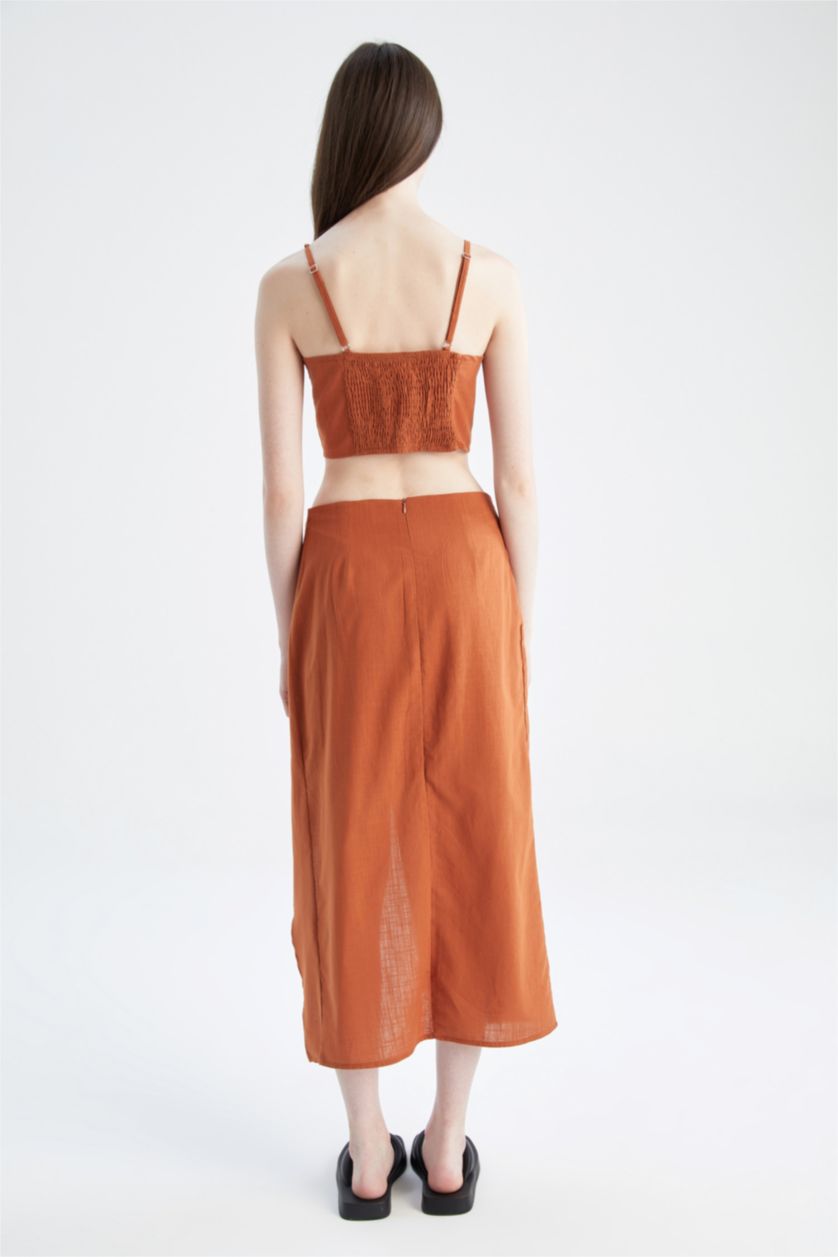 FEMME Marron Jupe Look Lin