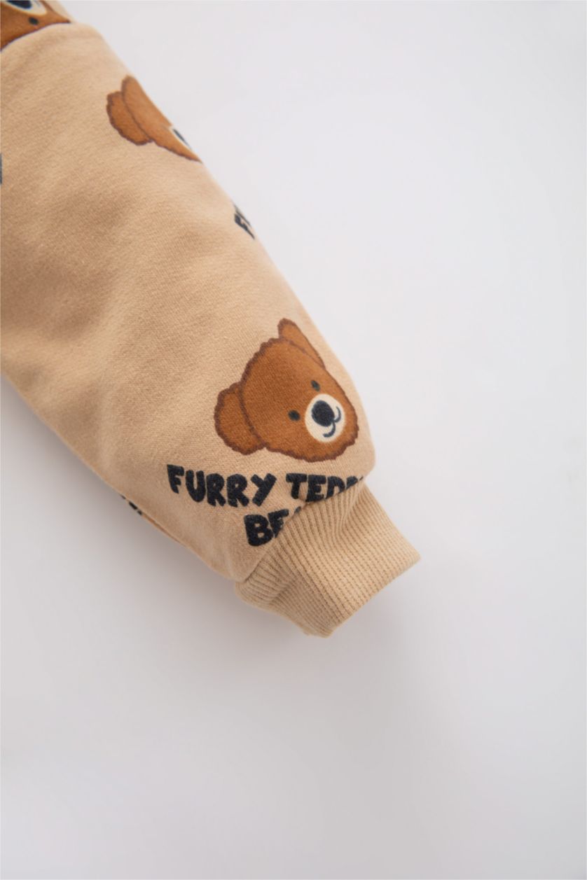 Baby Boy Beige Regular Fit Animal Crew Neck Sweatshirt