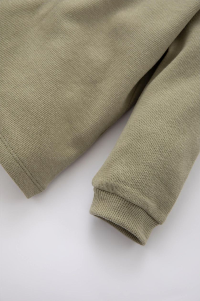 BABY BOY Light Khaki Regular Fit Shirt Collar Sweatshirt