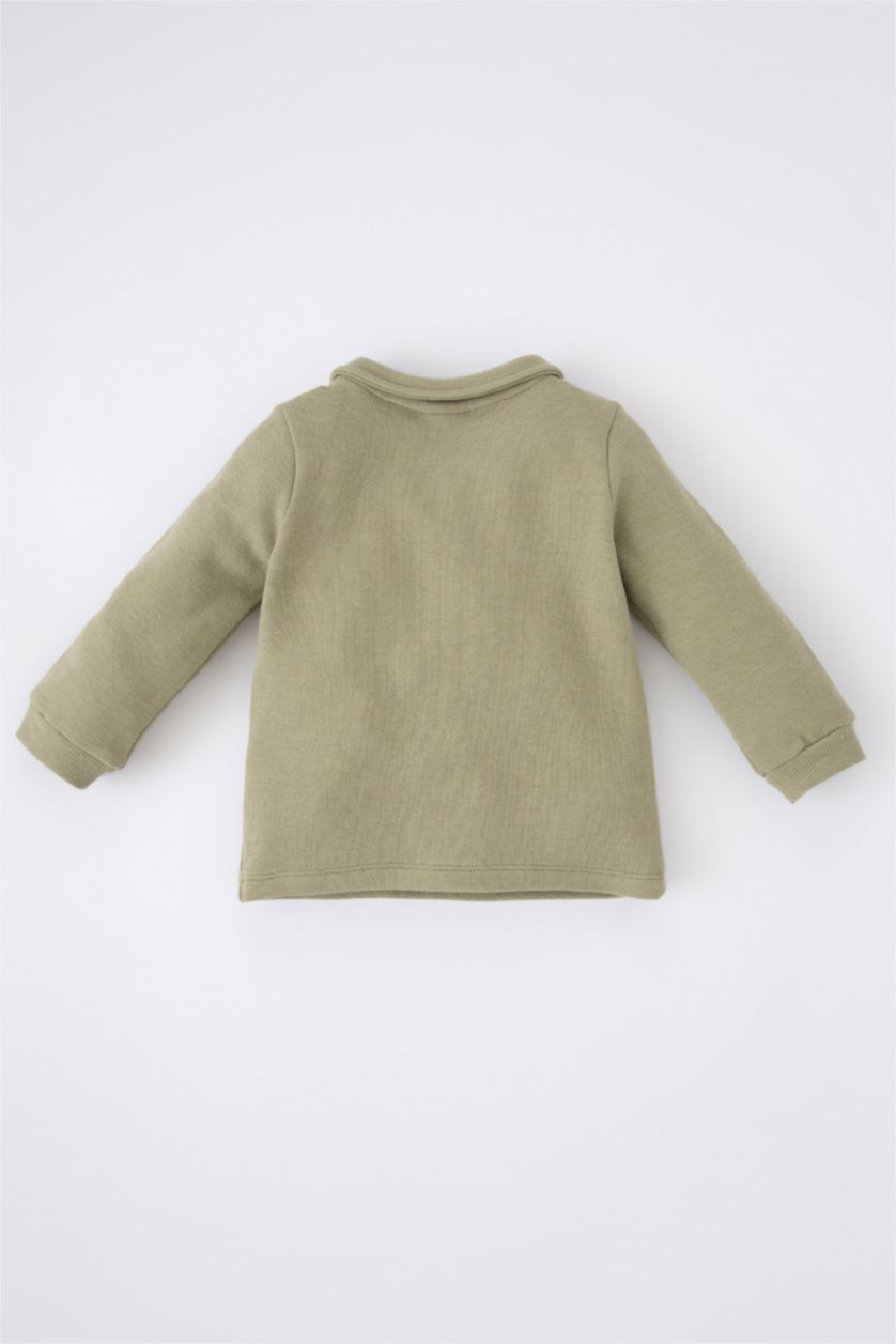 BABY BOY Light Khaki Regular Fit Shirt Collar Sweatshirt