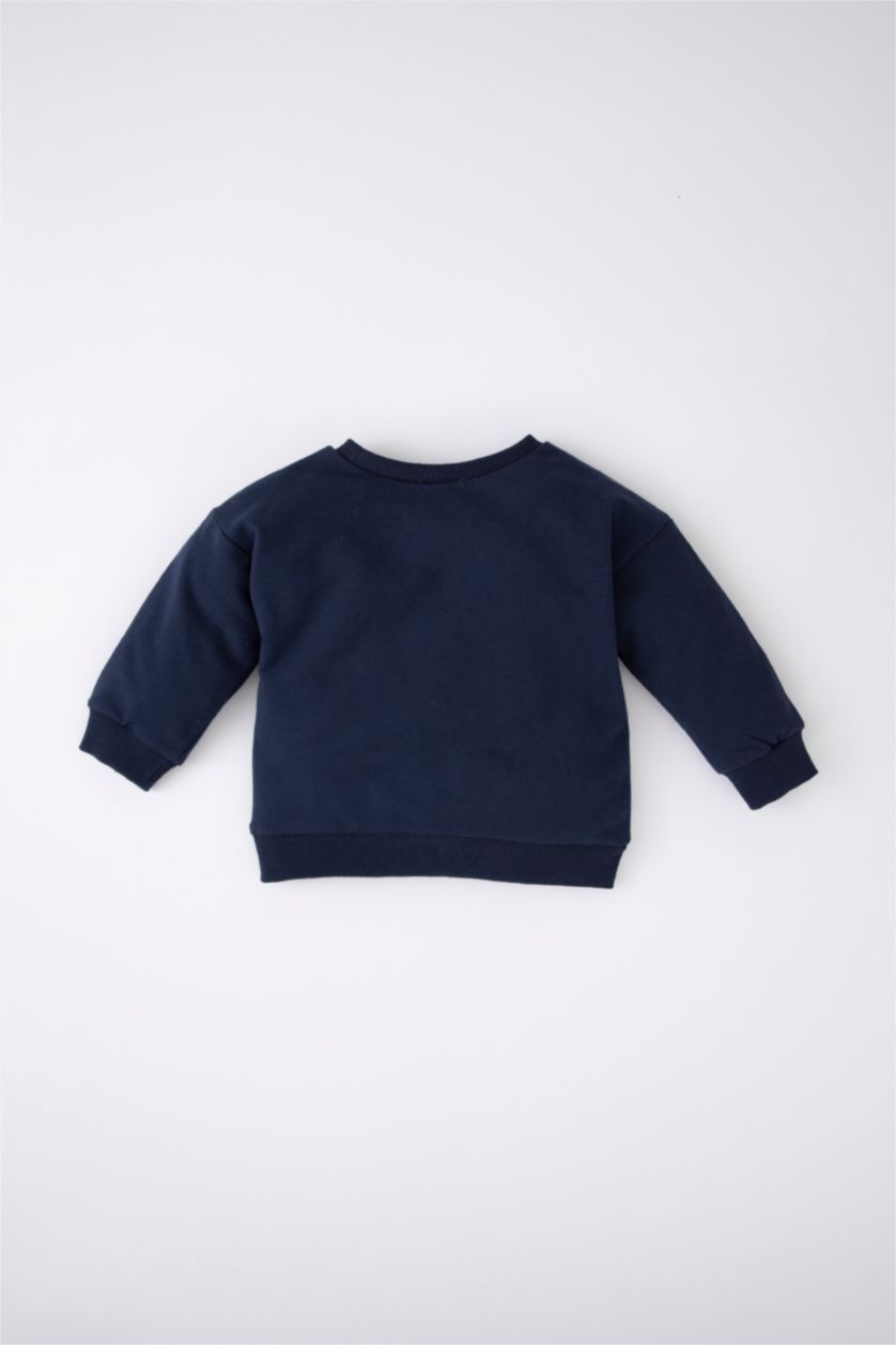 BÉBÉ GARÇON Indigo Sweat- Shirt Tissu Sweat Fin Coupe Régulière Col Ras Du Cou Slogan