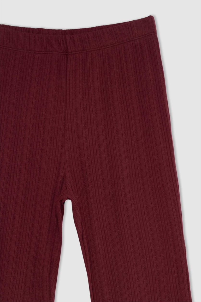 Woman Bordeaux Melange Regular Fit Knitted Bottoms