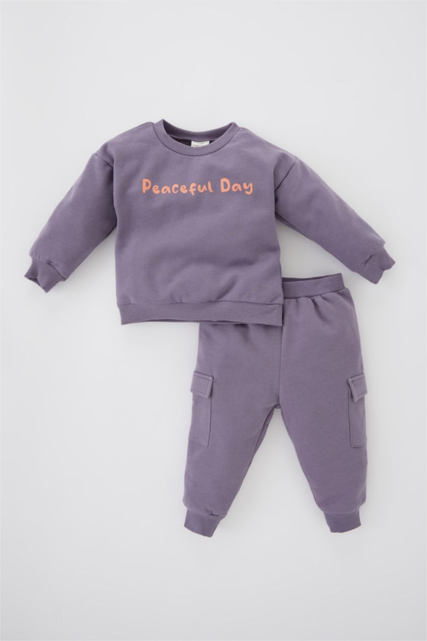 BÉBÉ GARÇON Violet Ensemble bas de survêtement - sweat doux et moelleux à slogan imprimé coupe régulière pour bébé garçon