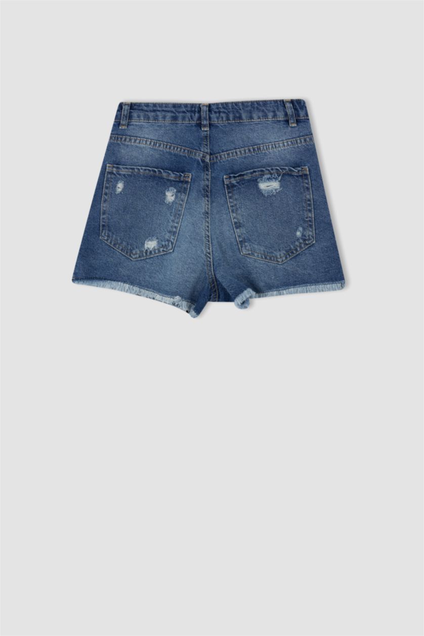 FEMME Bleu Short Coton Maman Coupe