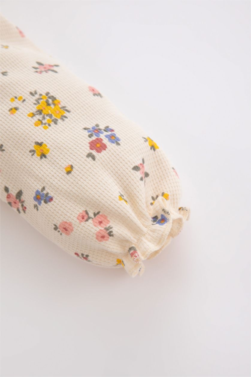 BÉBÉ FILLE Beige Ensemble En Tricot Grand col Fleur Manche Longue 2 BéBé Fille