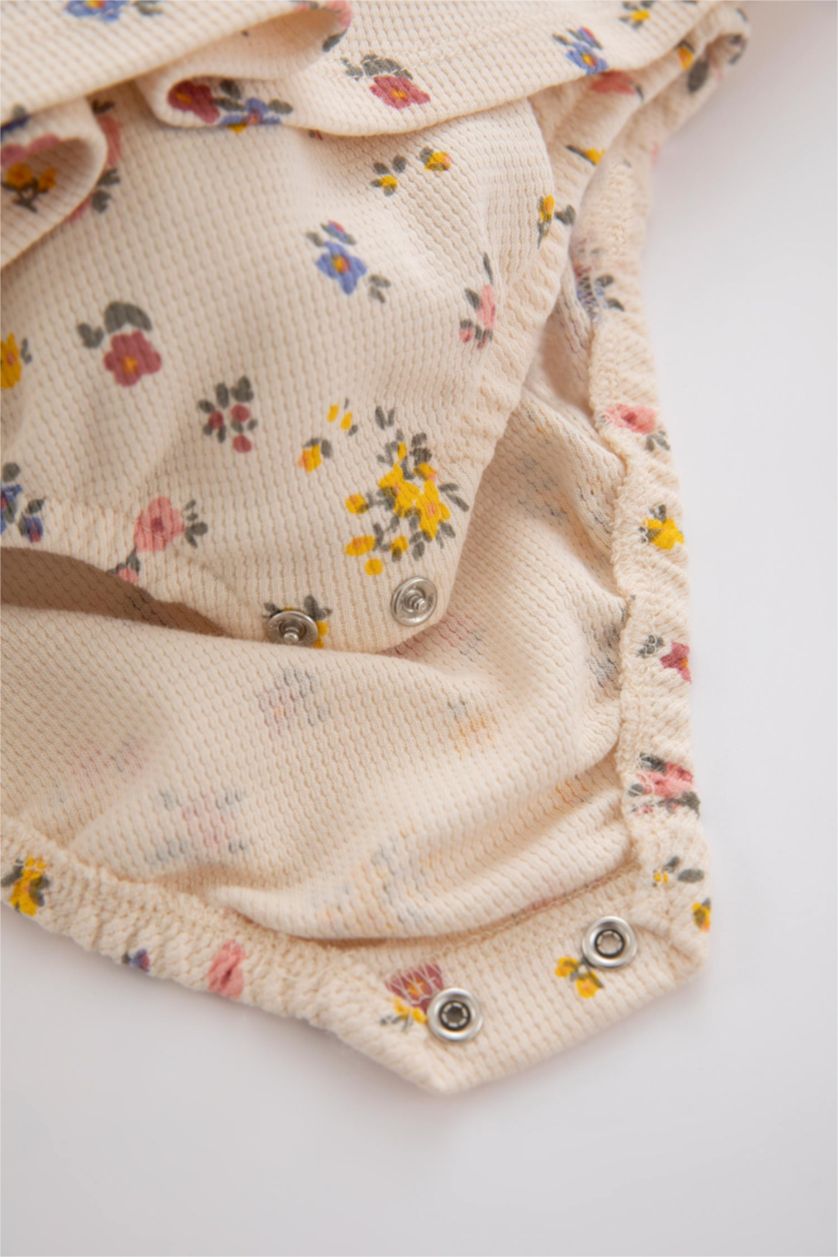 BÉBÉ FILLE Beige Ensemble En Tricot Grand col Fleur Manche Longue 2 BéBé Fille