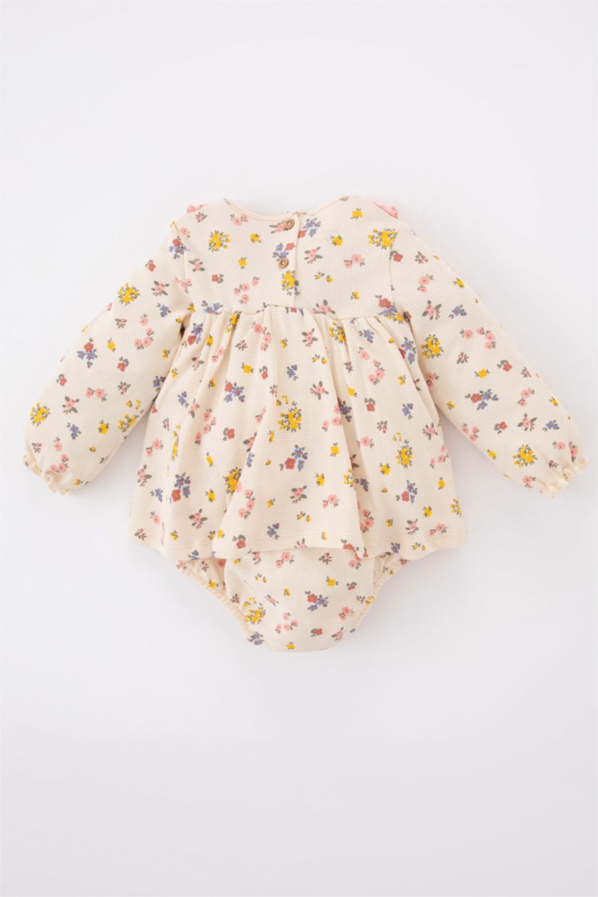 BÉBÉ FILLE Beige Ensemble En Tricot Grand col Fleur Manche Longue 2 BéBé Fille