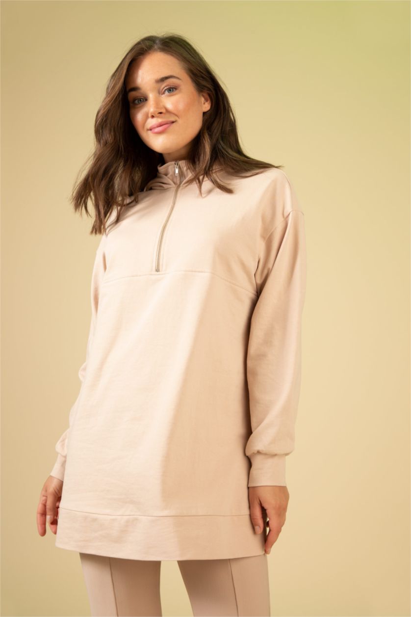 WOMAN Beige Relax Fit Thin Sweatshirt Fabric Sweat Tunic