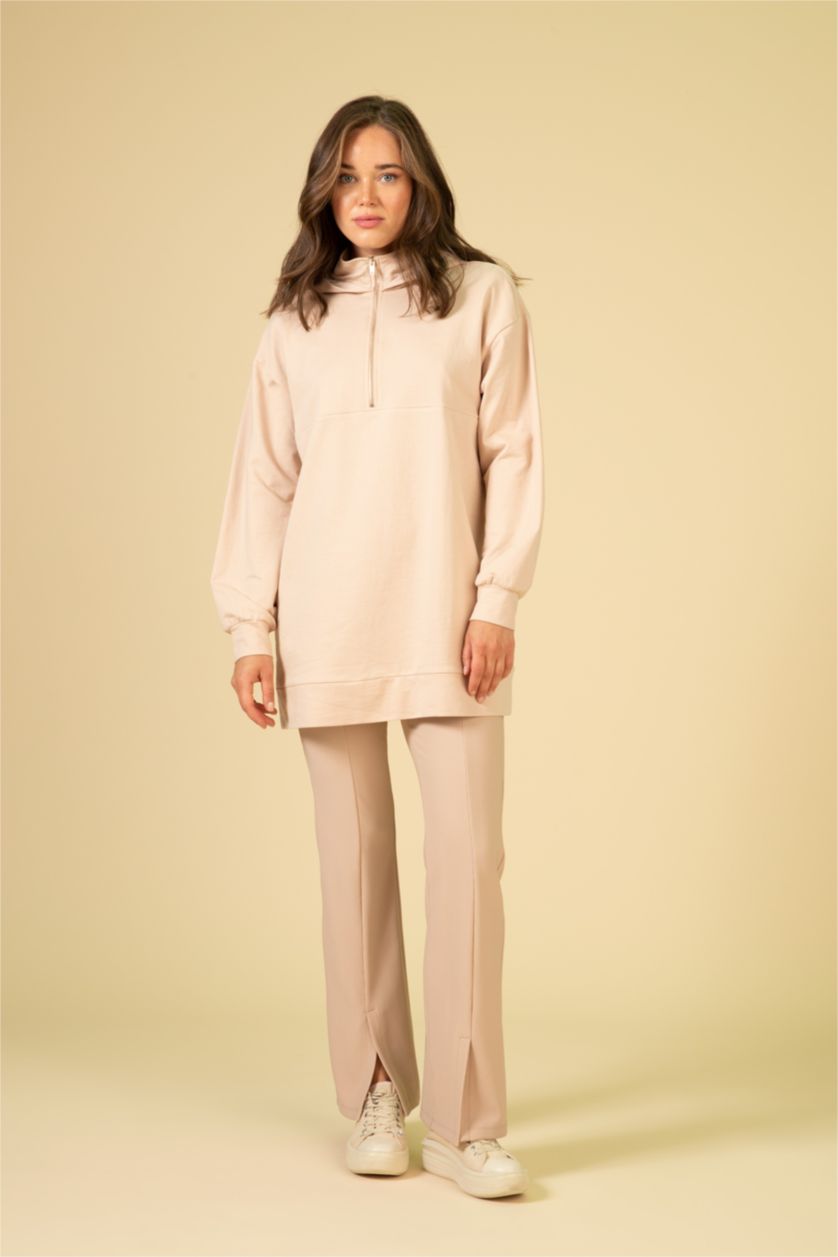 WOMAN Beige Relax Fit Thin Sweatshirt Fabric Sweat Tunic