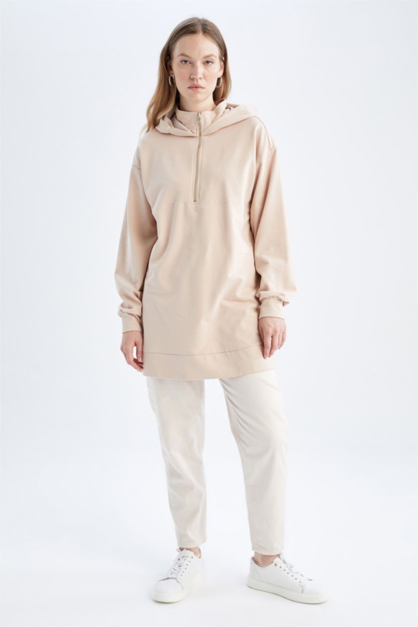 WOMAN Beige Relax Fit Thin Sweatshirt Fabric Sweat Tunic