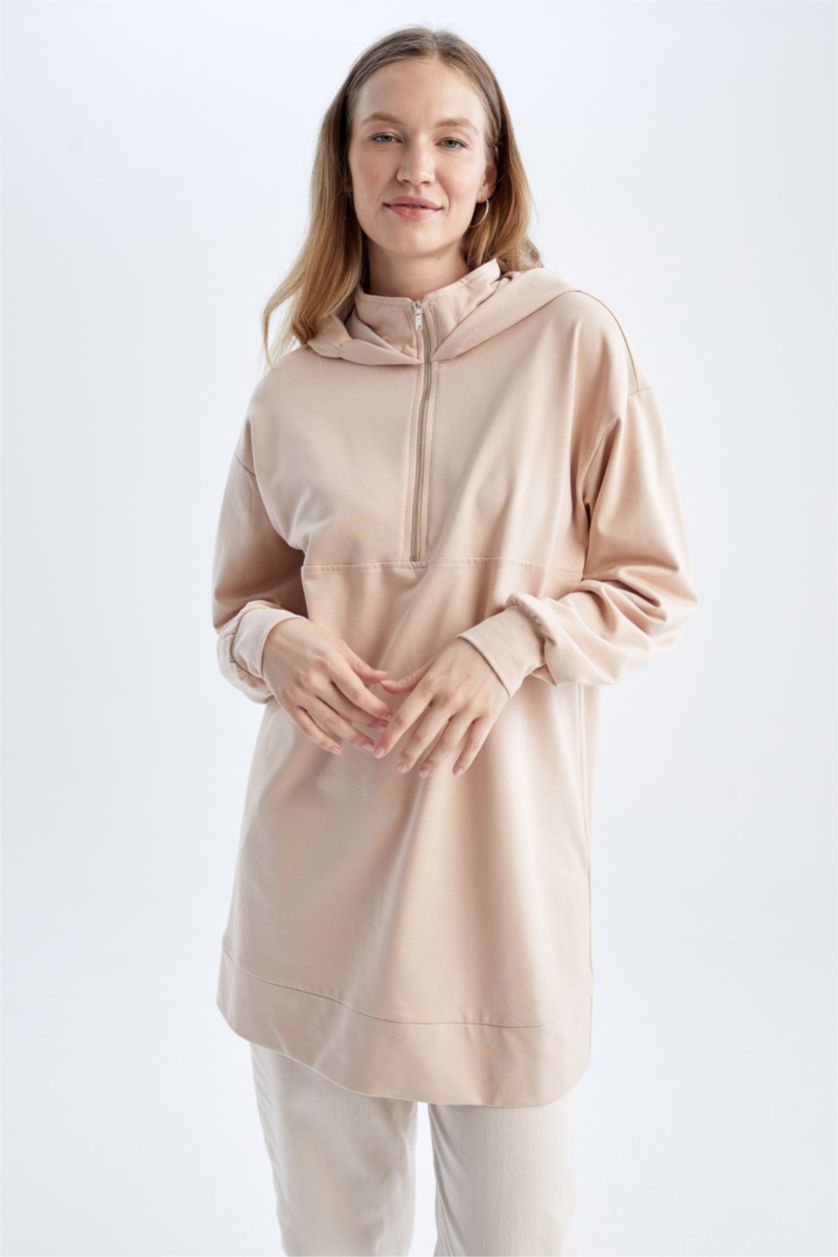 WOMAN Beige Relax Fit Thin Sweatshirt Fabric Sweat Tunic