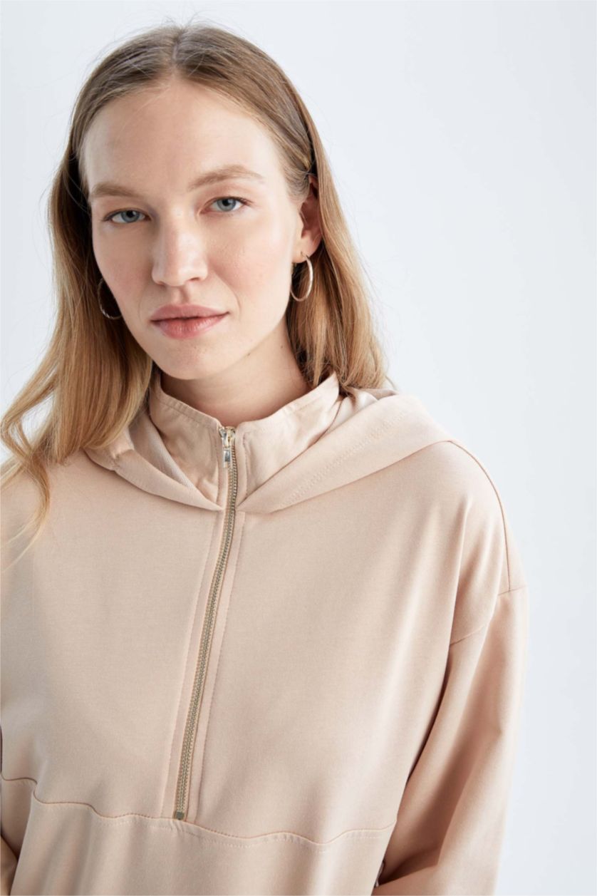 WOMAN Beige Relax Fit Thin Sweatshirt Fabric Sweat Tunic