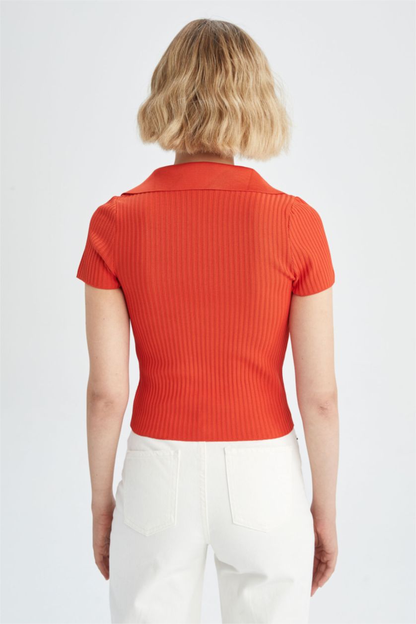 WOMAN Red Slim Fit Ribana Pullover