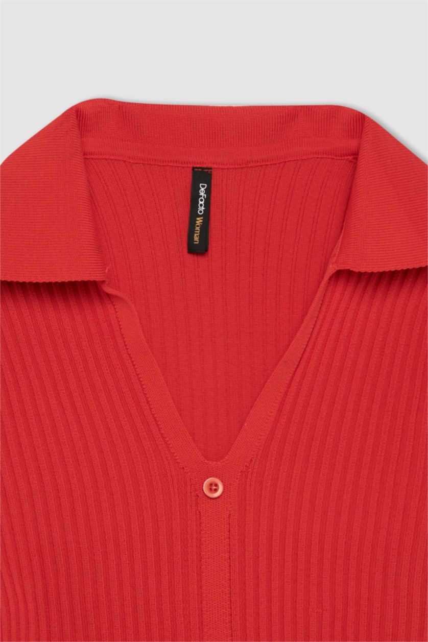 WOMAN Red Slim Fit Ribana Pullover