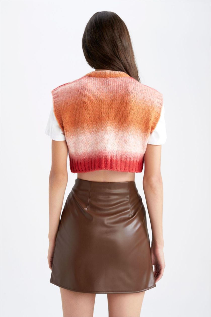 حريمي أحمر بلوفر كت قصة عادية برقبة مستديرة ملون