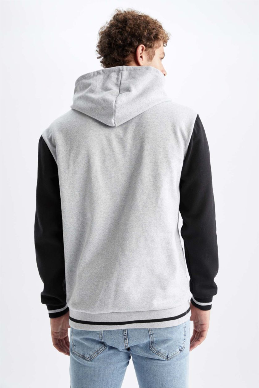 Erkek Grimelanj Regular Fit Kapüşonlu İçi Yumuşak Tüylü Sweatshirt