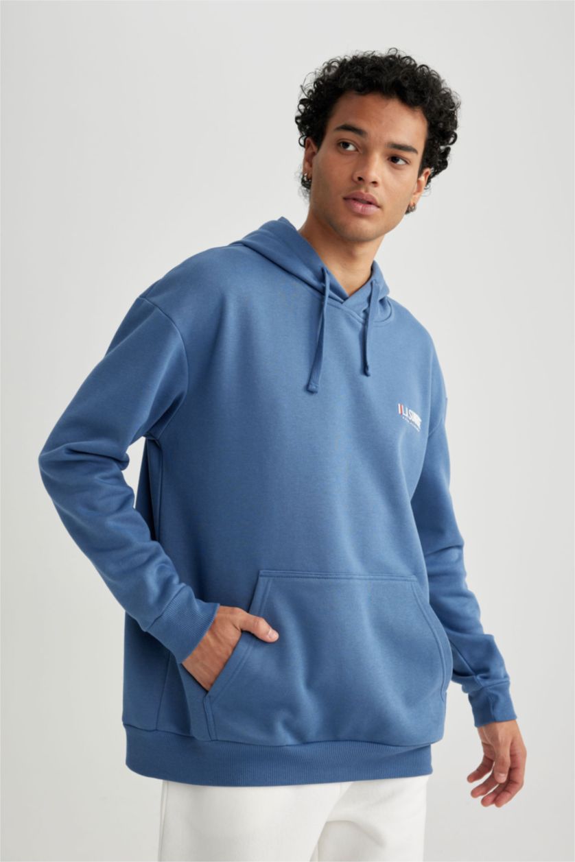 MAN Indigo Boxy Fit Hoodie Sweatshirt