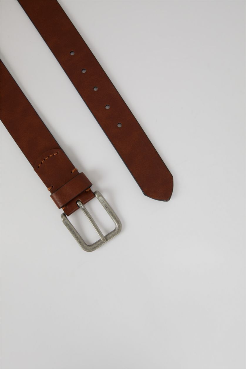 Erkek Karma Erkek Kare Toka Suni Deri 2'li Jean Kemeri