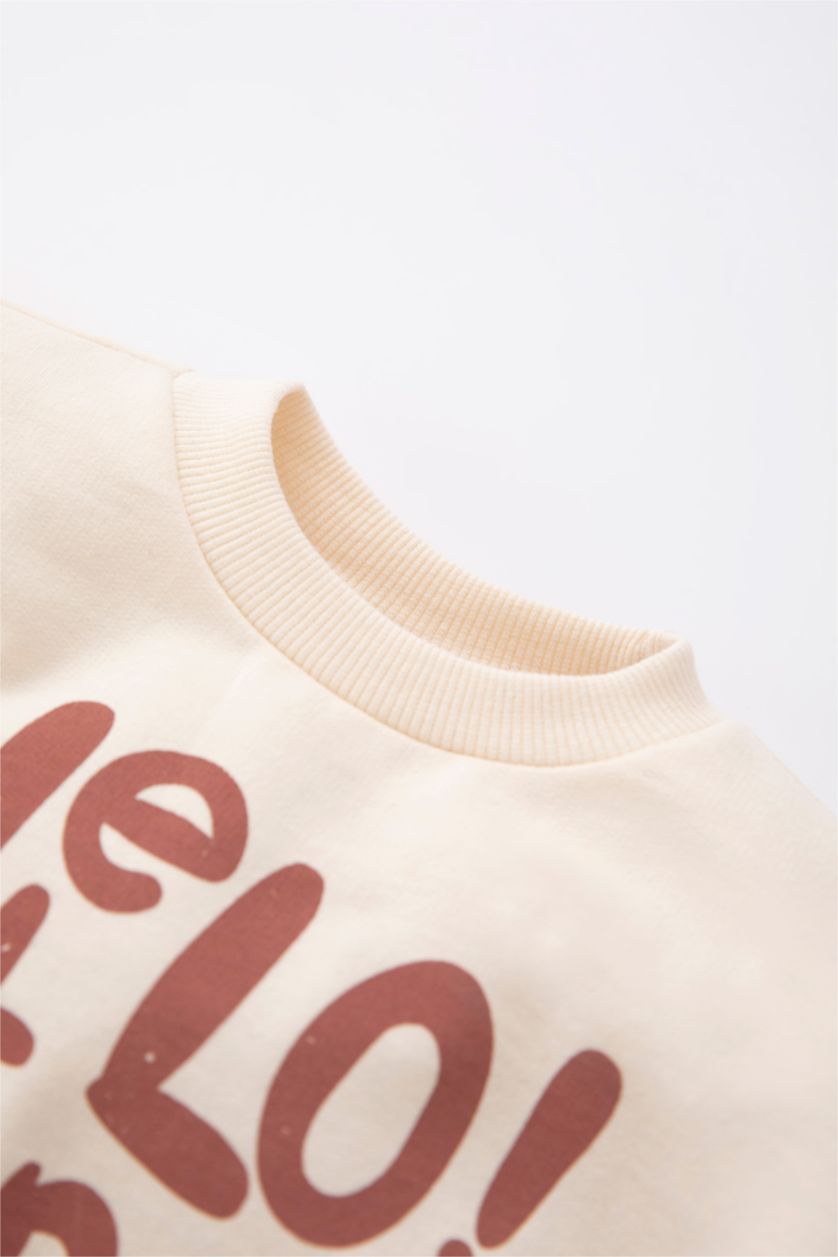 BABY GIRL Salmon 2 piece Regular Fit Crew Neck Slogan Set