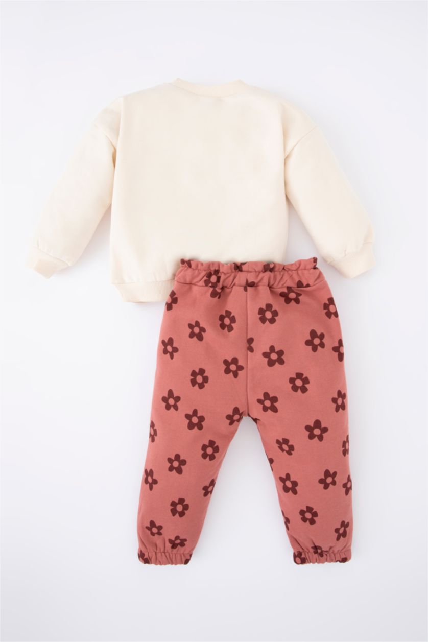 BABY GIRL Salmon 2 piece Regular Fit Crew Neck Slogan Set