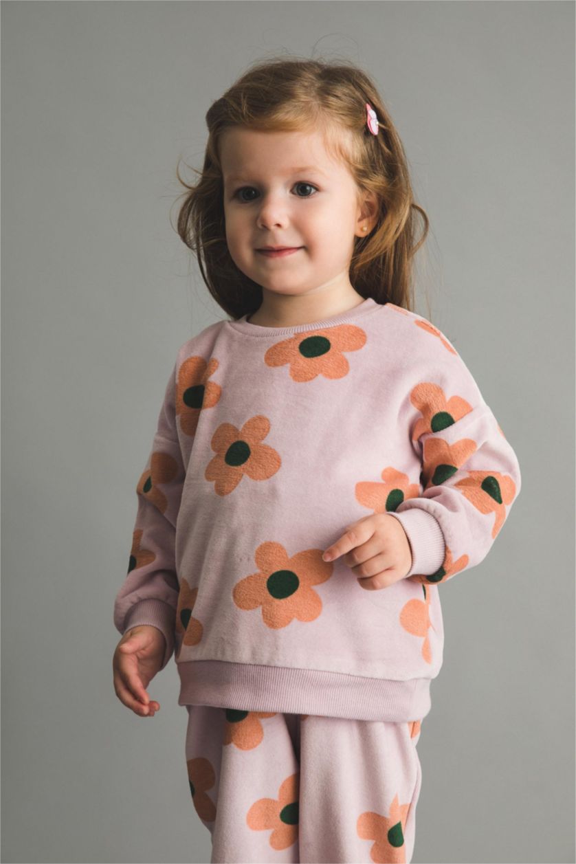 BABY GIRL Light Lilac 2 piece Regular Fit Crew Neck Flower Set