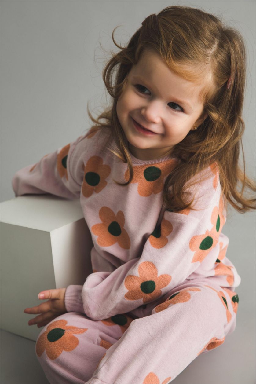 BABY GIRL Light Lilac 2 piece Regular Fit Crew Neck Flower Set