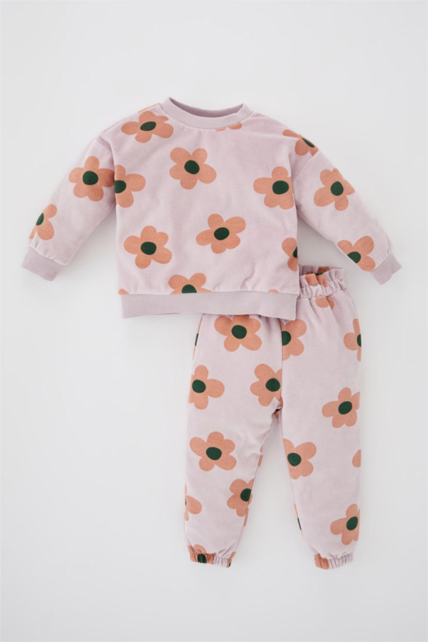 BABY GIRL Light Lilac 2 piece Regular Fit Crew Neck Flower Set