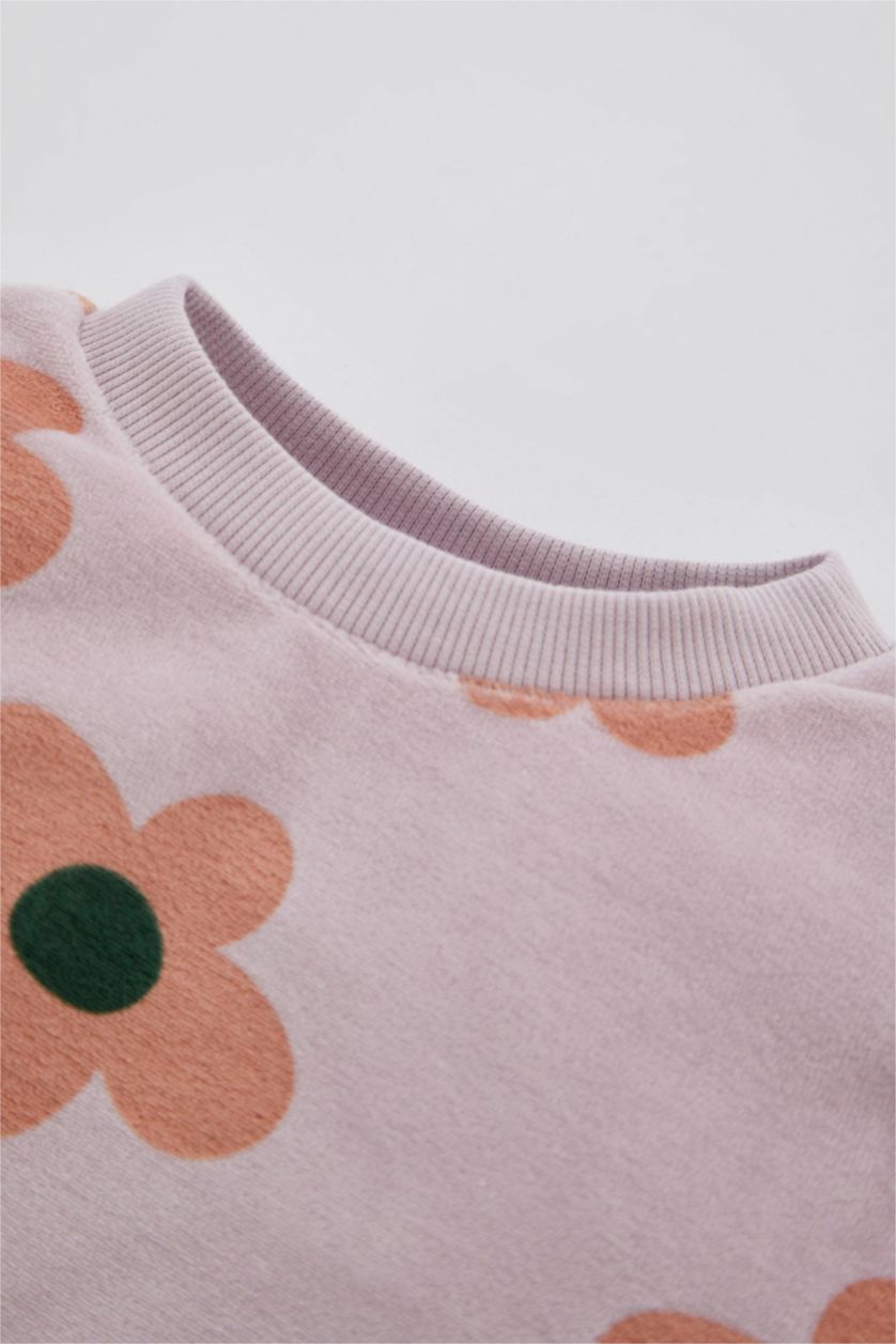 BABY GIRL Light Lilac 2 piece Regular Fit Crew Neck Flower Set