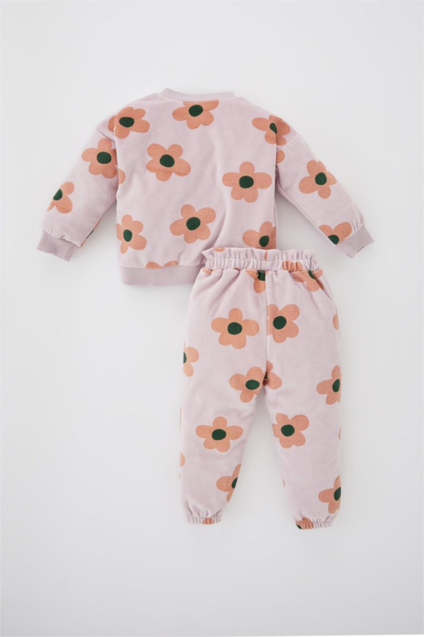 BABY GIRL Light Lilac 2 piece Regular Fit Crew Neck Flower Set