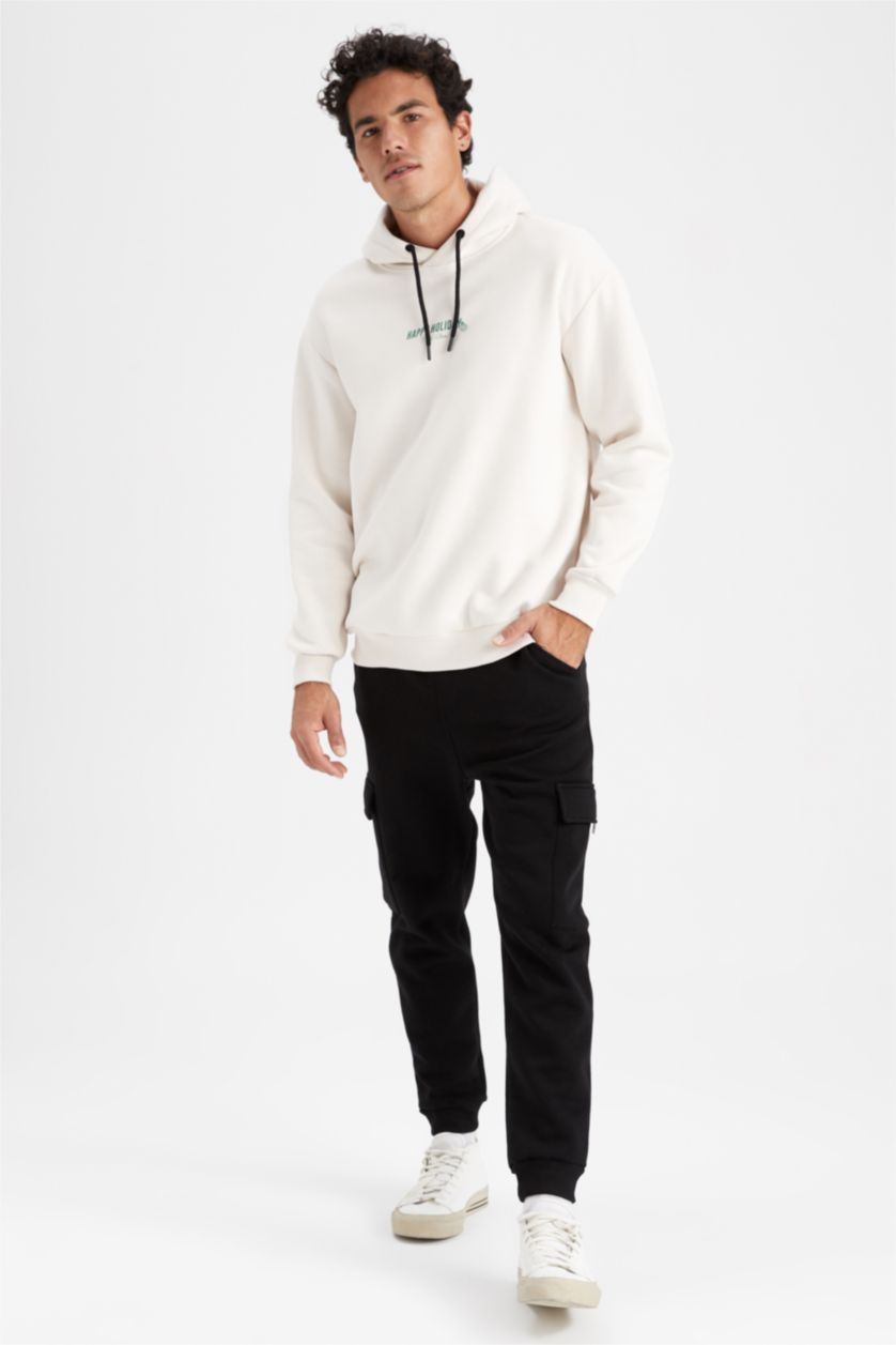 Erkek Taş Boxy Fıt Sweatshirt