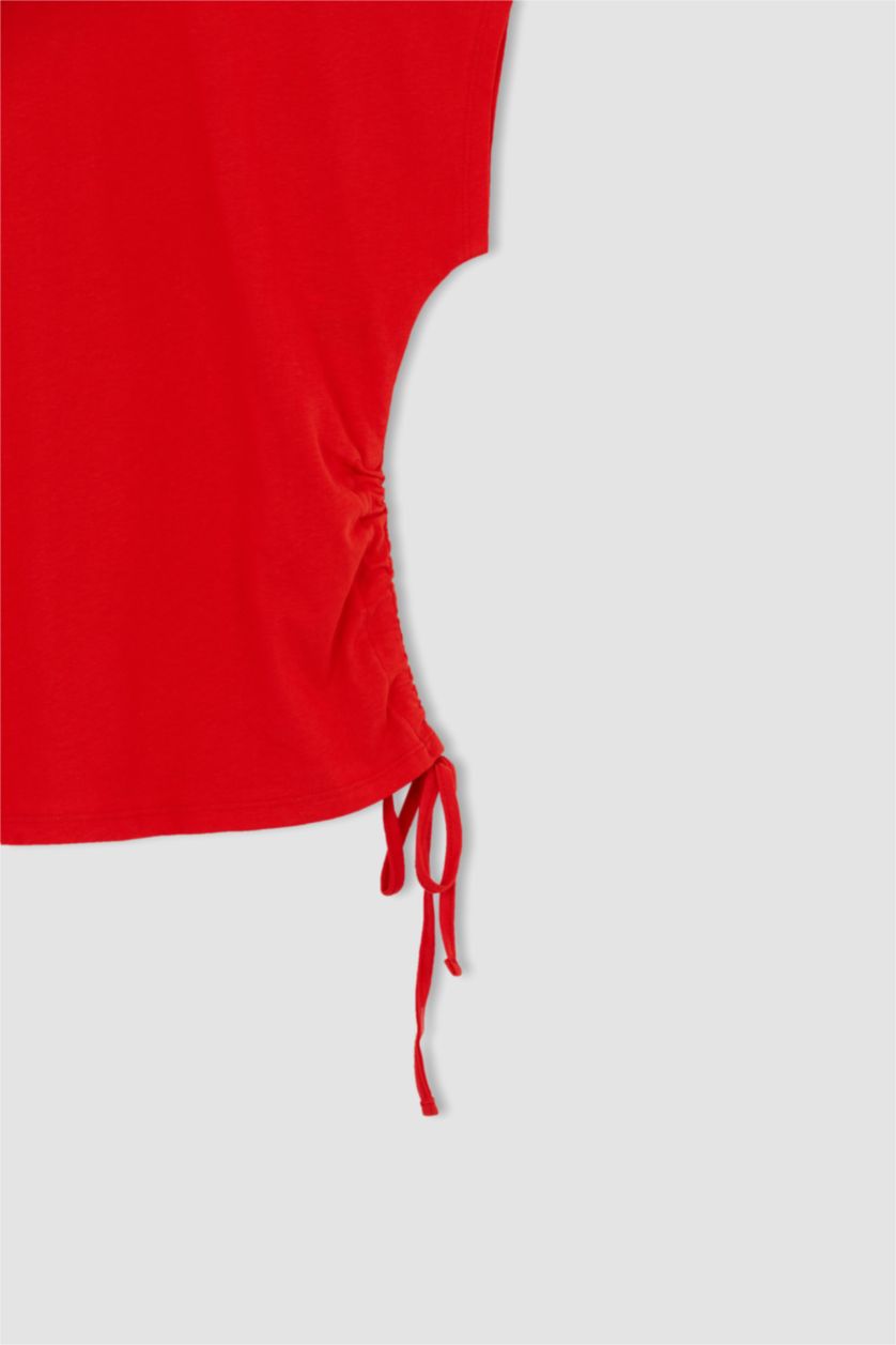 WOMAN Red Regular Fit Cotton Short Sleeve T-Shirt