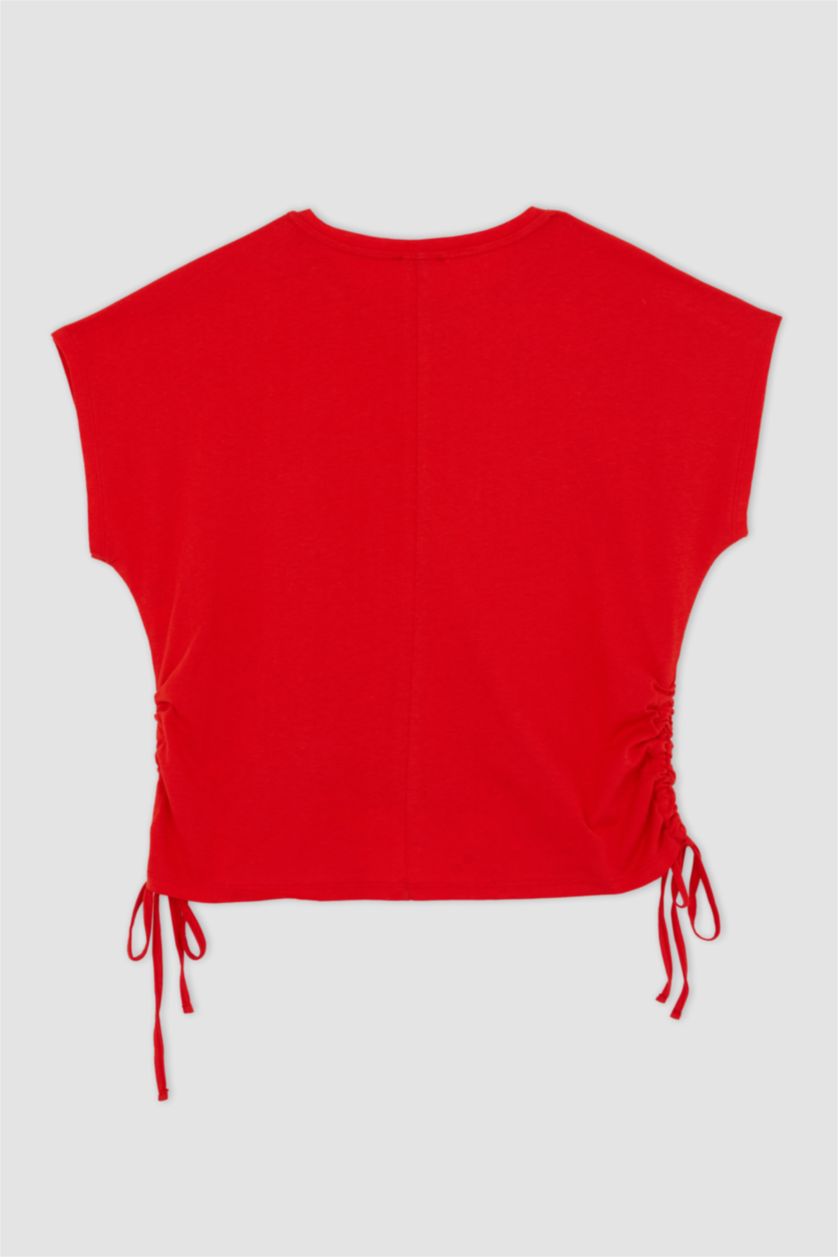 WOMAN Red Regular Fit Cotton Short Sleeve T-Shirt