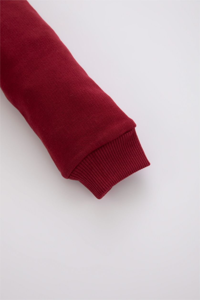 Erkek Bebek Bordo Erkek Bebek Desenli Polo Yaka Uzun Kollu Tişört