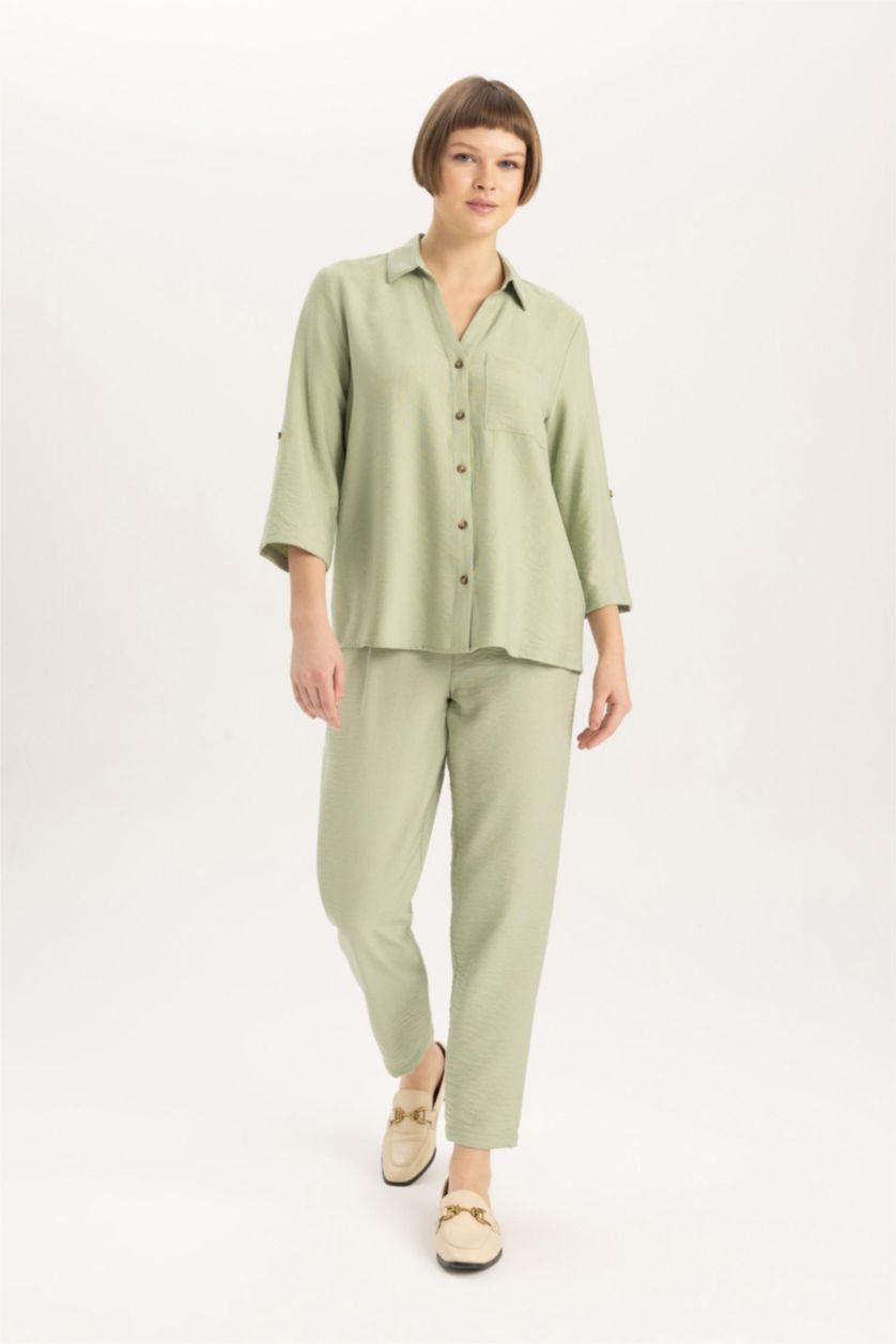 حريمي نعناع قميص كم طويل قصة عادية