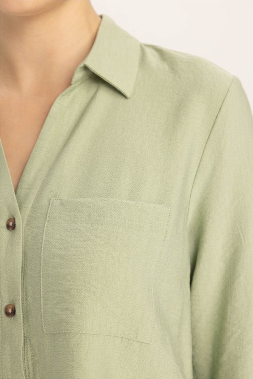 حريمي نعناع قميص كم طويل قصة عادية