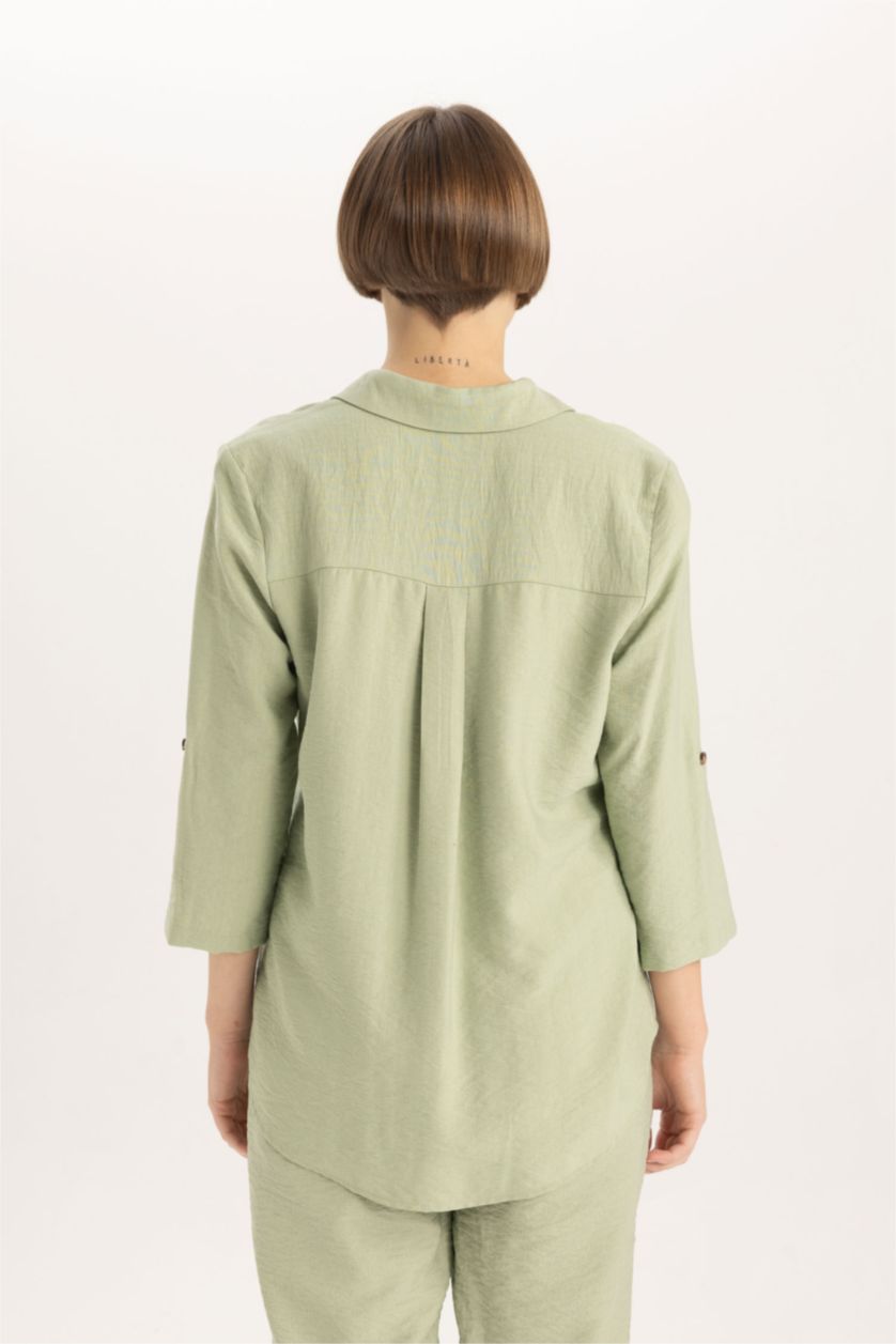 حريمي نعناع قميص كم طويل قصة عادية