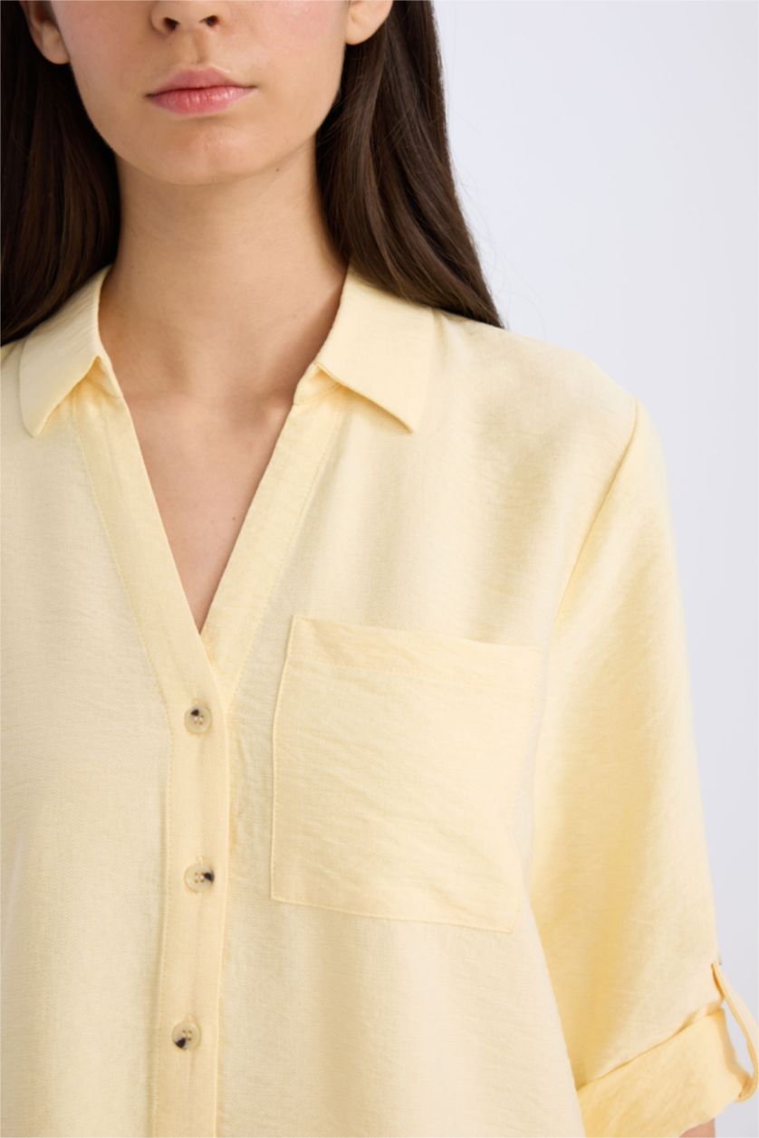FEMME Jaune Clair Regular Fit Long Sleeve Shirt