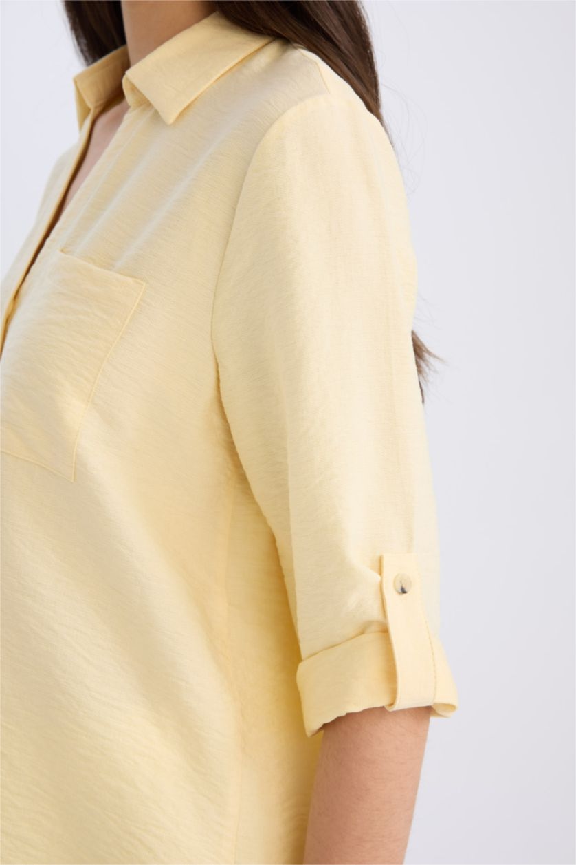 FEMME Jaune Clair Regular Fit Long Sleeve Shirt
