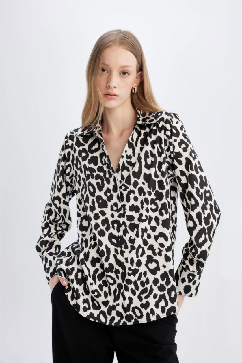 FEMME Noir Oversize Fit Satin Long Sleeve Shirt
