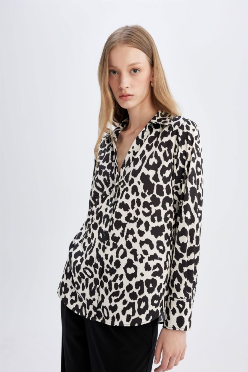 FEMME Noir Oversize Fit Satin Long Sleeve Shirt