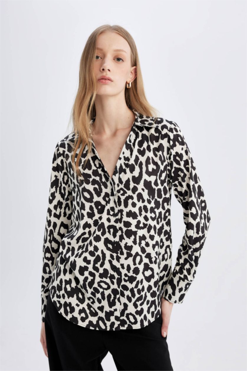 FEMME Noir Oversize Fit Satin Long Sleeve Shirt