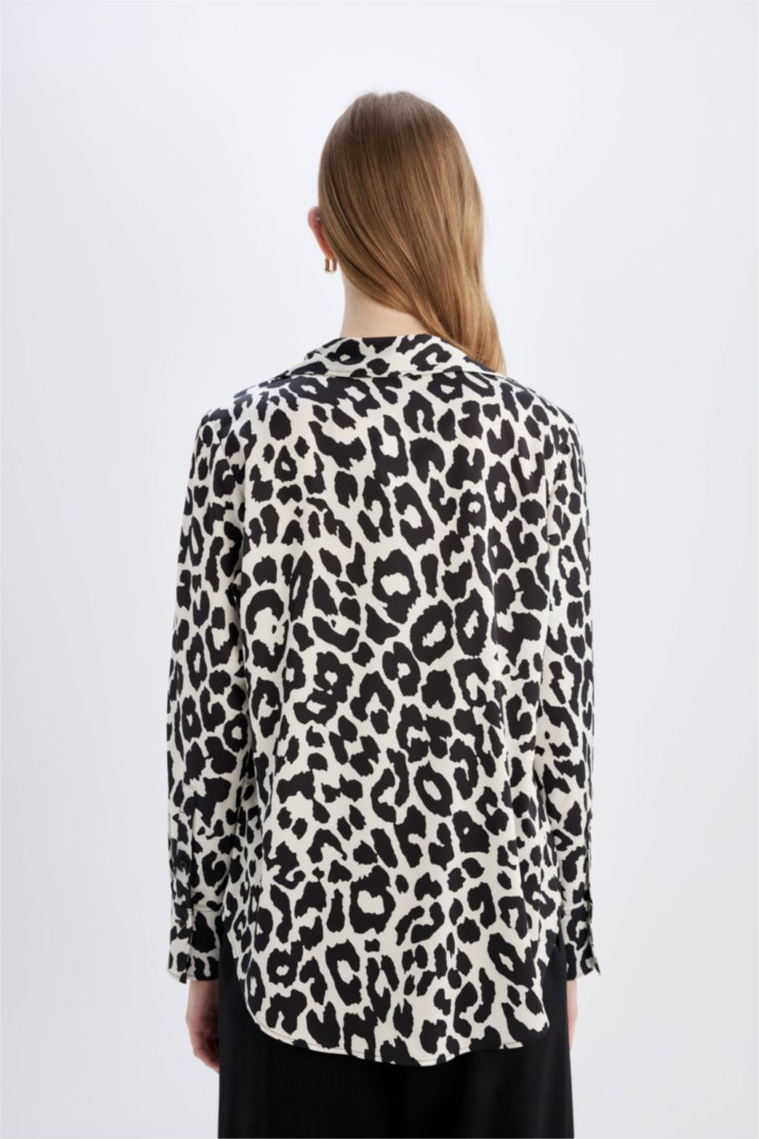 FEMME Noir Oversize Fit Satin Long Sleeve Shirt