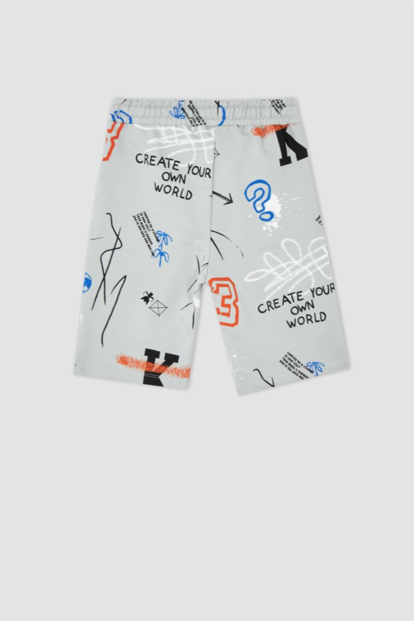 BOYS & TEENS Light Grey شورت قماش رقيق قصة عادية