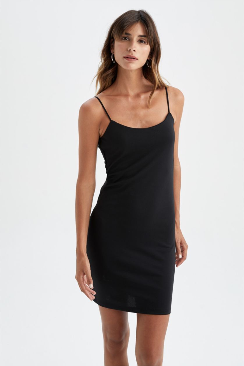 WOMAN Black Bodycon Sleeveless Mini Dress