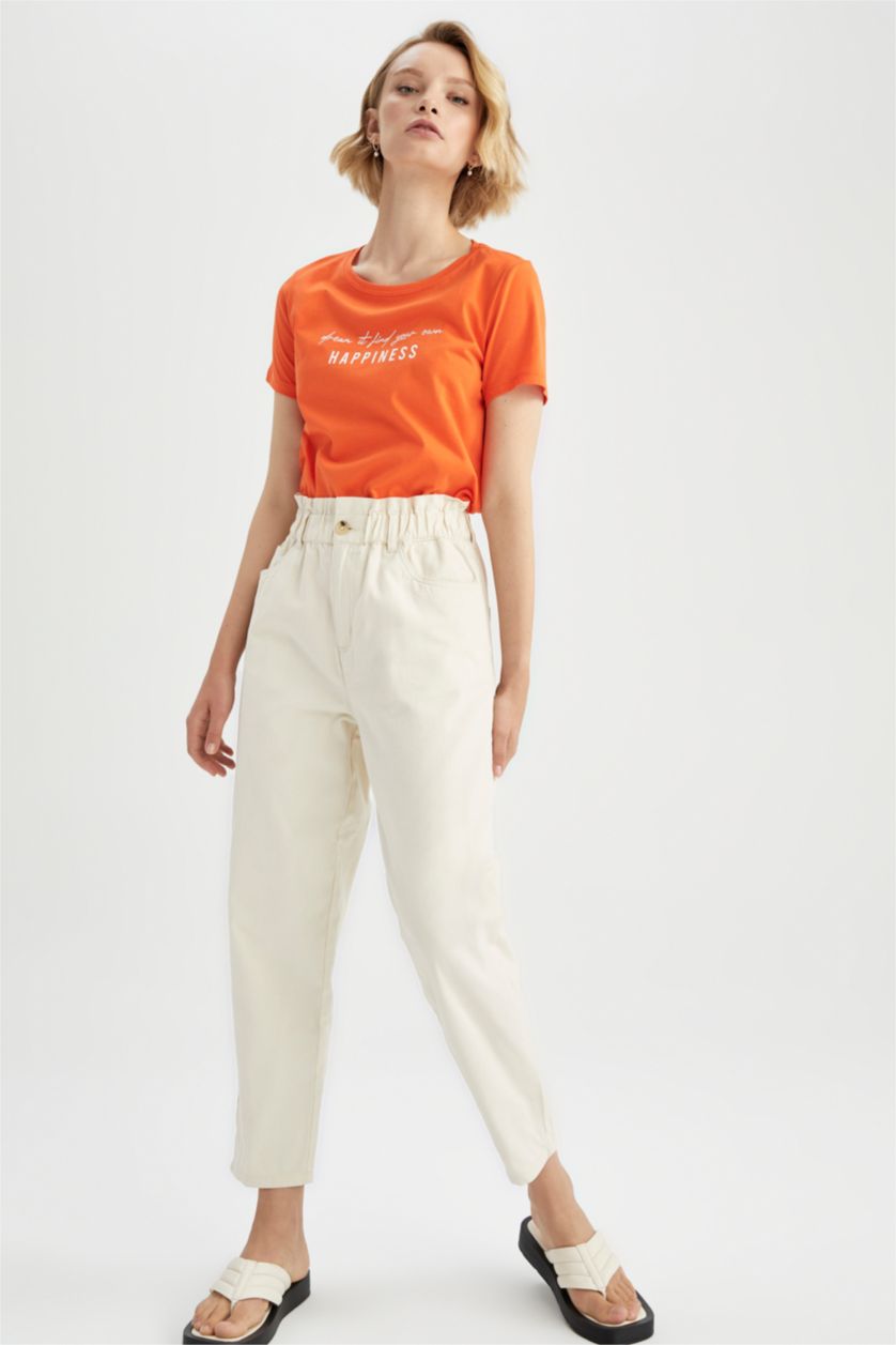نساء برتقالي Regular Fit Short Sleeve T-Shirt