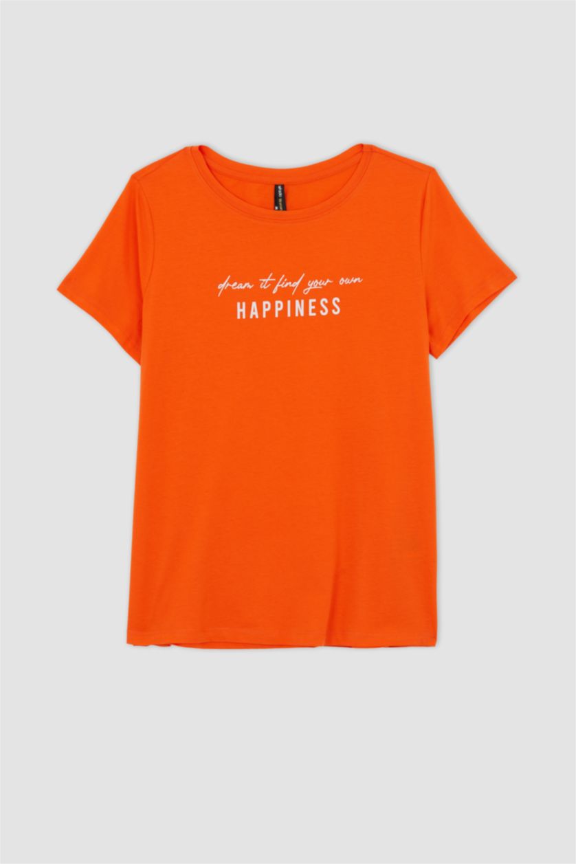 نساء برتقالي Regular Fit Short Sleeve T-Shirt
