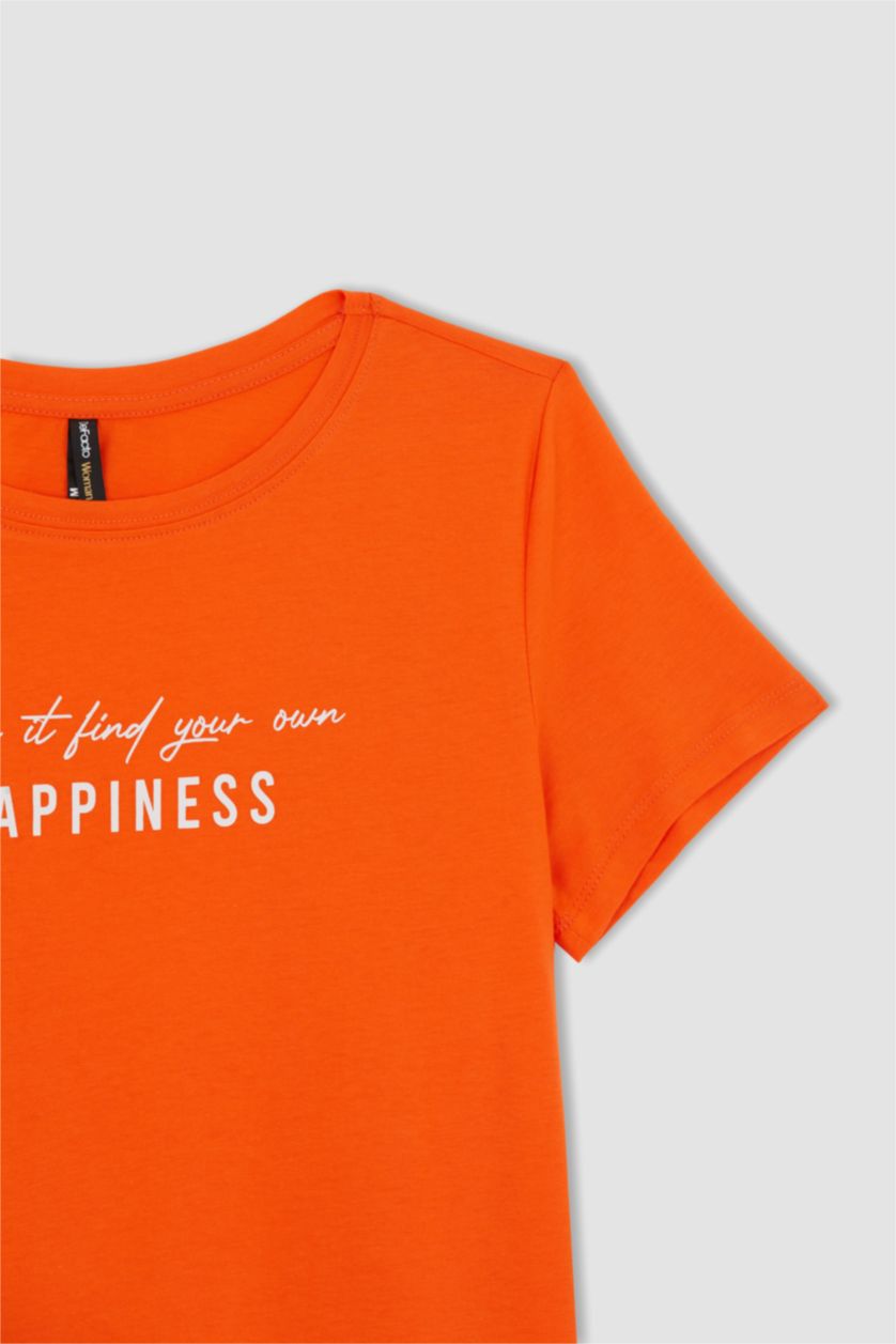 نساء برتقالي Regular Fit Short Sleeve T-Shirt