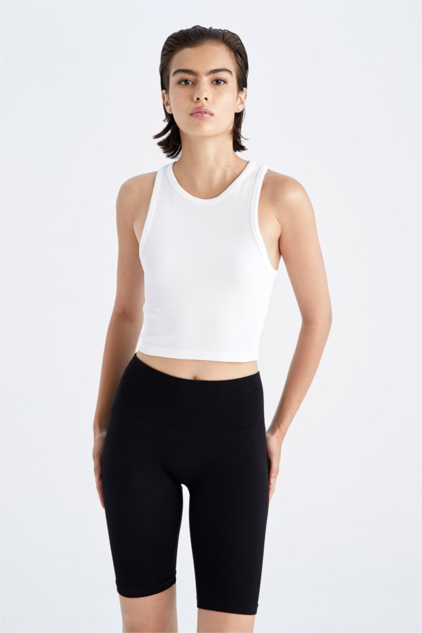 WOMAN White Defacto Fit Halter Neck Seamless Singlet